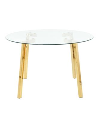 Modern Round Glass Dining Table with Gold Legs (47.2")