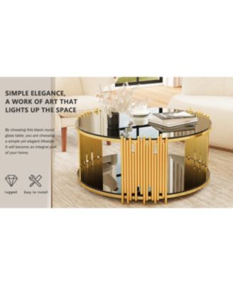  + Stainless Steel + Black Glass Top + Coffee Table