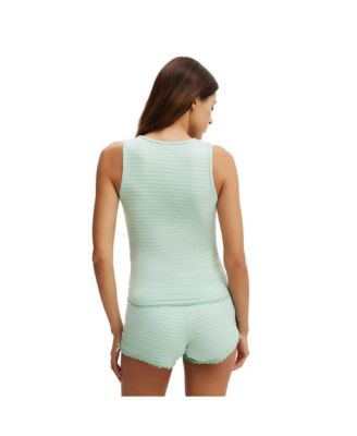 Женская майка с кружевными рюшами из хлопка в рубчик