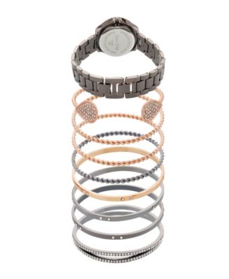 Women's Quartz Gun Tone Metal Alloy Watch, 34mm