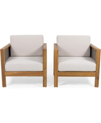 Streamdale Acacia Wood Club Chair, Wicker Accents, Teak Finish