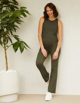 Women's Roll Over Waistband Flare Legging - Motherhood Maternity