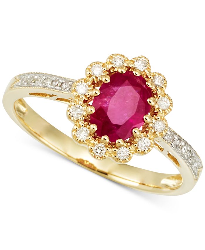 RARE Featuring GEMFIELDS Certified Ruby (2/3 ct. t.w.) and Diamond (1/ ...