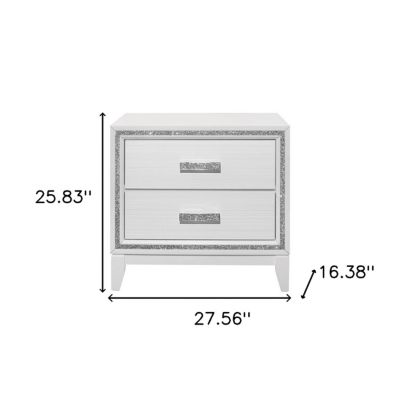 2-Drawer Faux Crystal Bling Nightstand – Glam Bedside Table with Storage