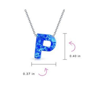 Блестящие ювелирные изделия Голубой Небесный Полумесяц Опаловый кулон Ожерелье с буквой P Инициалы из Стерлингового серебра