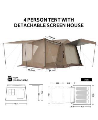 Village Camping Tent,4/6/8 Person Tents for Camping, 60S Easy Setup Instant Tent for Family Camping, Car Camping