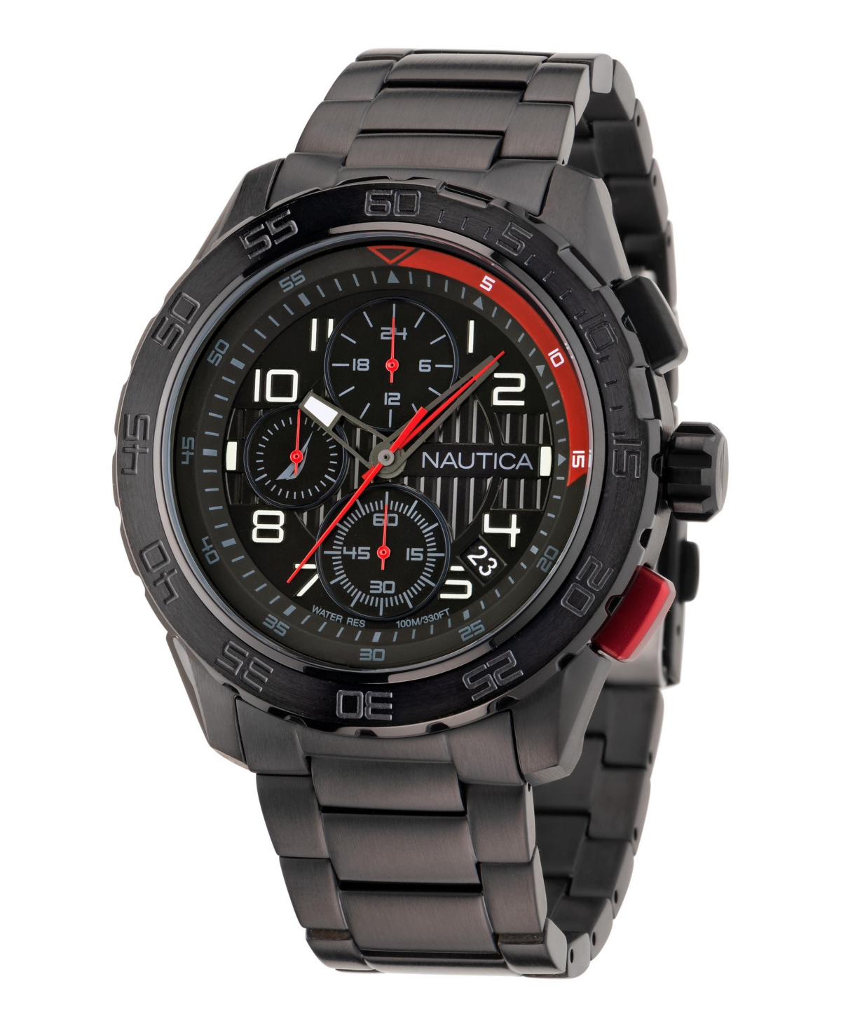 Men's Analog Black Stainless Steel Watch, 47mm - Black
