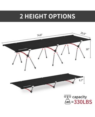 ArmyWild Folding Camping Cot, Height Adjustable Ultralight Backpacking Cot, Portable Camping Bed for Camping Hiking Travel Home