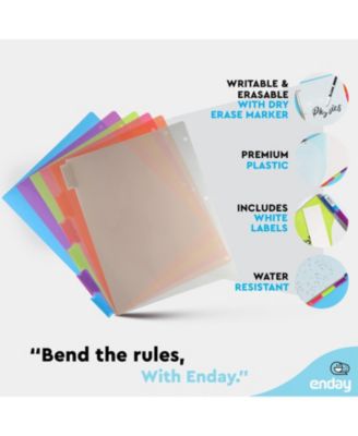Binder Dividers with Tabs, 8 Dividers for 3 Ring Binder Standard Index Folder Dividers, Plastic Multicolor Dividers with White Insertable Tabs – by Enday