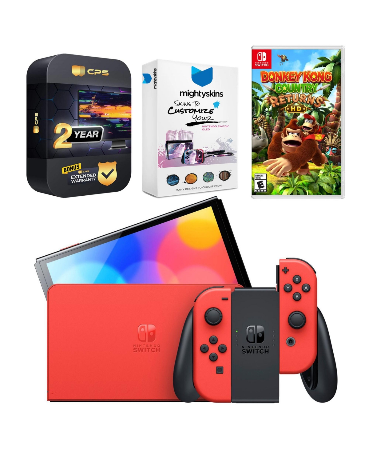 Nintendo Switch Oled Mario Red Edition with Donkey Kong Country Returns Hd