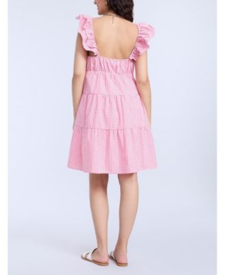 Maternity V Neck Flutter Sleeve Tiered Mini Dress - Motherhood