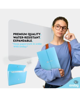 Accordion File Organizer Blue, 7 Pocket Expanding File and Cover Folder with Labels, Plastic Portable Desktop Letter A4 Paper, 1 Pc – by Enday