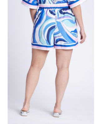 Women's Plus Size Printed Short With Border