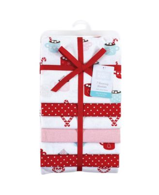 Girls Seven-Count Cotton Flannel Receiving Blankets