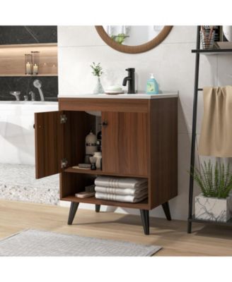 25 Inch Wooden Bathroom Storage Cabinet with Sink