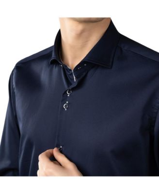 Мужская однотонная темно-синяя рубашка от ЛУЧИАНО ВИСКОНТИ