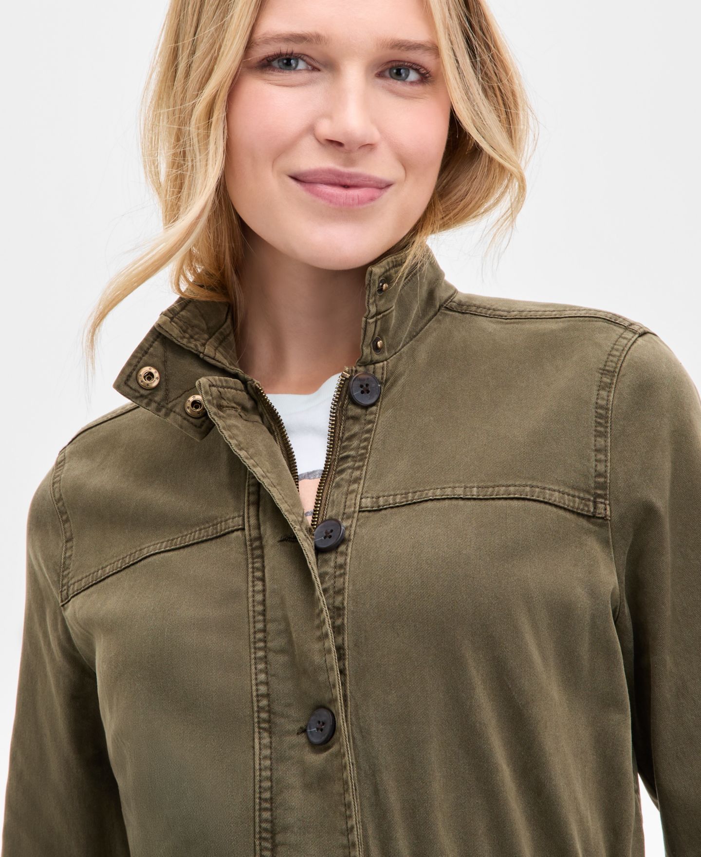 Женская куртка Lucky Brand Zipper and Button Cargo, цвет: Оливковый ночной — фото 3