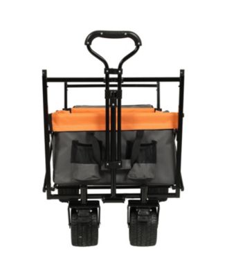 Streamdale 480Lbs Collapsible Wagon with Canopy, 7" All-Terrain Wheels, Orange