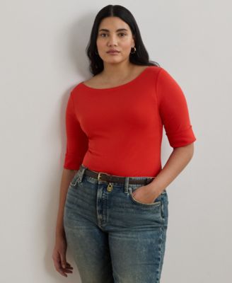 Lauren Ralph Lauren - Plus Size Stretch Cotton Boatneck Top