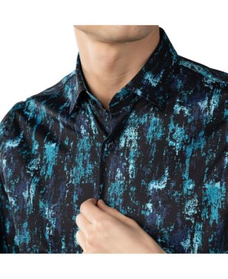 Luchiano Visconti Men's MultiColor Blue Marble shirt