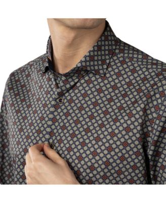 LUCHIANO VISCONTI Men's Royal Blue with Multi Color Floral shirt