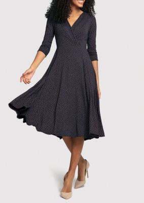 Women's Annie V-Neck 3/4 Sleeve Midi Dress