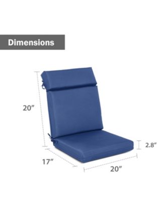 4Pcs Outdoor Cartridge High Back Dining Chair Cushion Set, Fade and Water Resistant Polyester Fabric Cover with Ties and Zipper