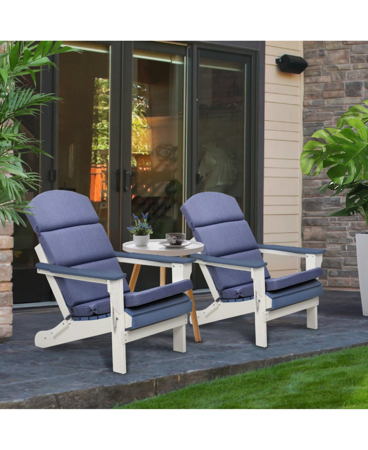 Aoodor Patio Chair Cushions for Adirondack Chairs, High-Back Design, 52"x20"x2.5" Olefin Fabric Slipcovers with Ties, Outdoor Furni