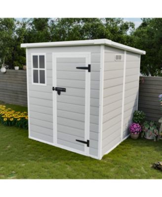 6x6 FT Waterproof Resin, Lockable Doors Outdoor Storage Shed