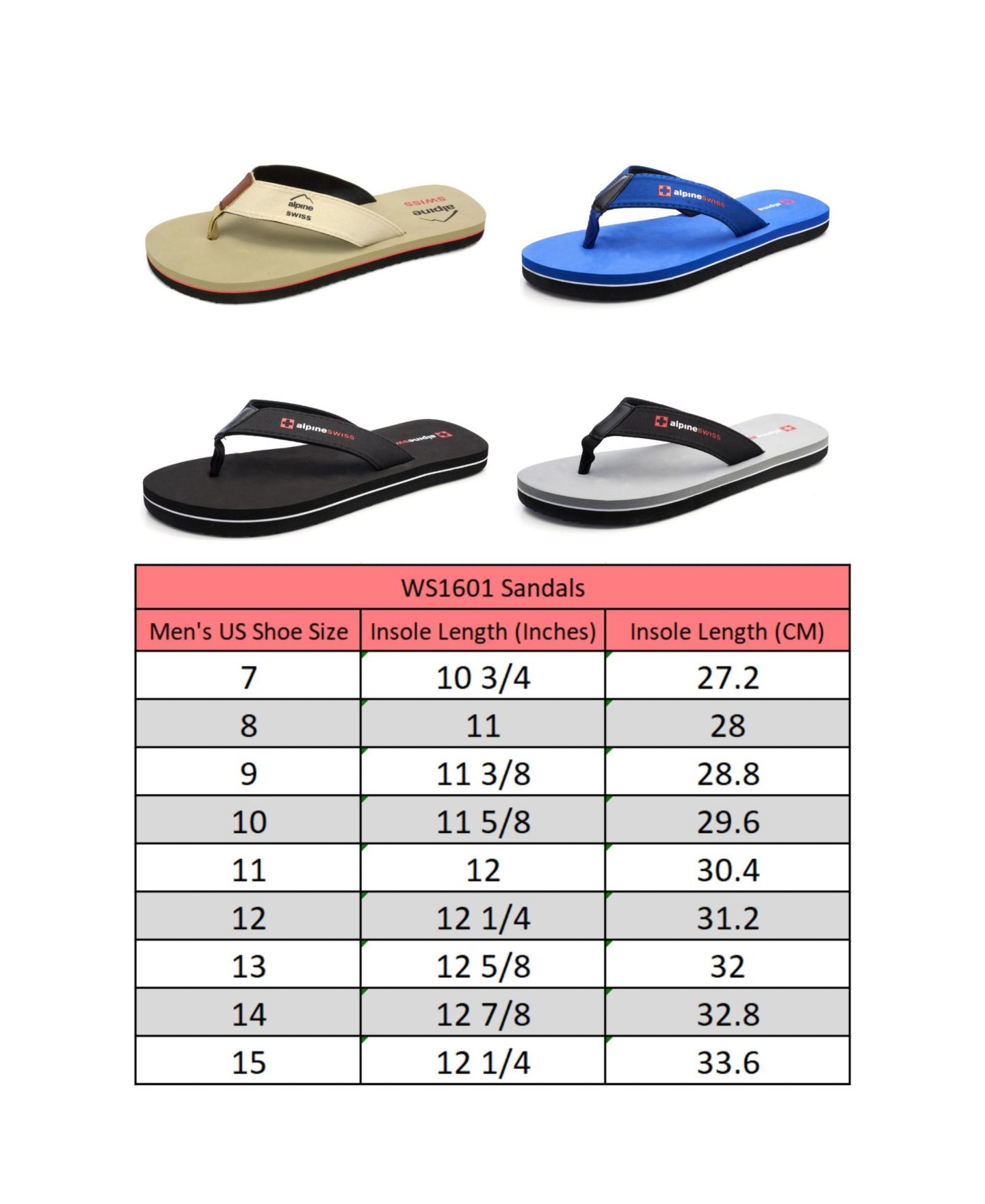 Мужские сандалии Alpine Swiss Flip Flops Beach Sandals EVA Sole Lightweight Comfort Thongs, цвет: Чёрный — фото 6