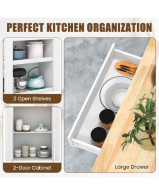 Rubberwood Top Kitchen Island with Storage