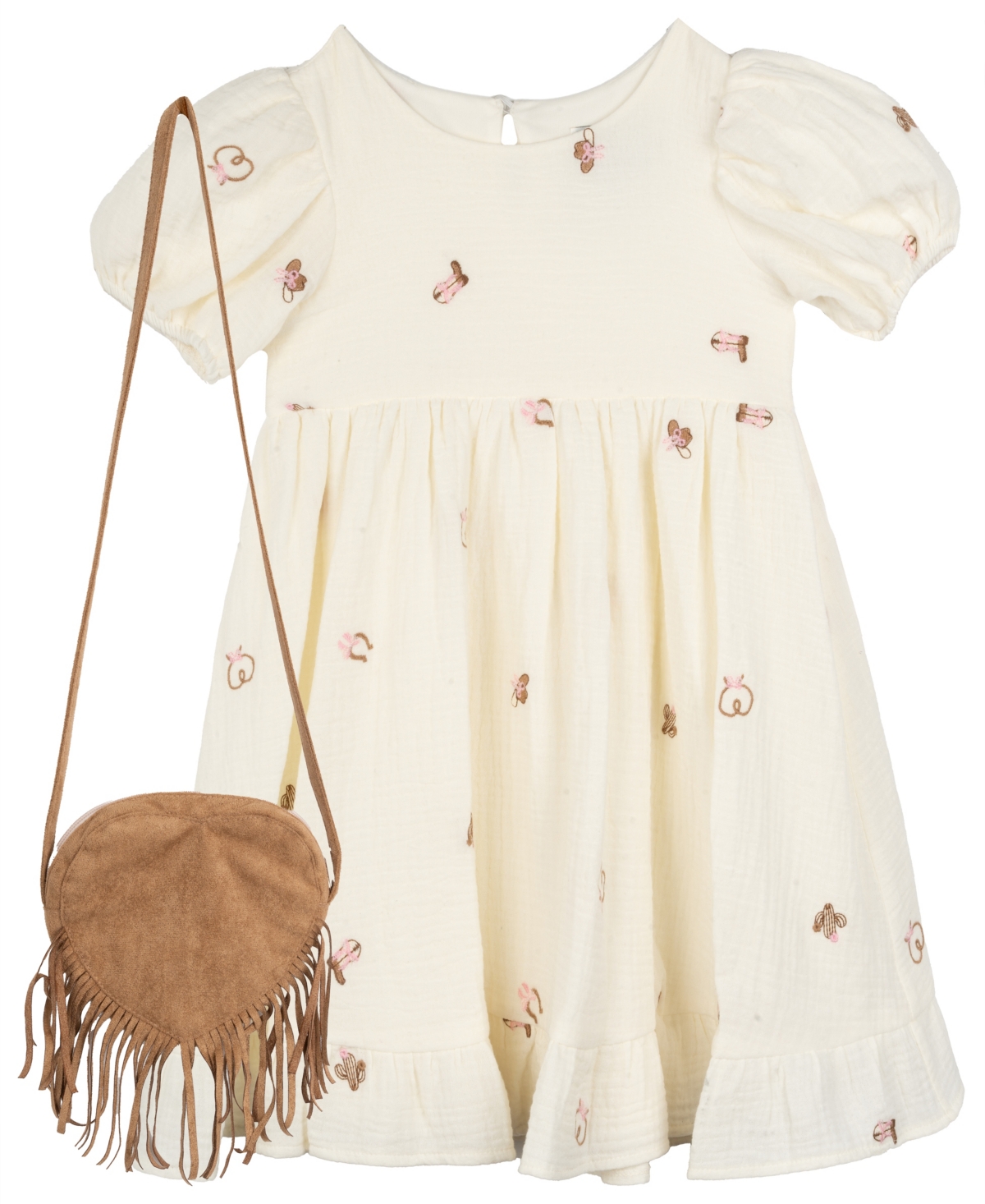 Sparkle & Shine Toddler And Little Girls 2-piece Fringe Purse And Embroidered Dress