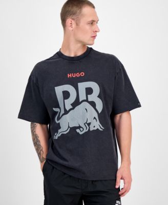 Men's Washed Fanwear Oversized Short Sleeve Crewneck Bull Graphic T-Shirt