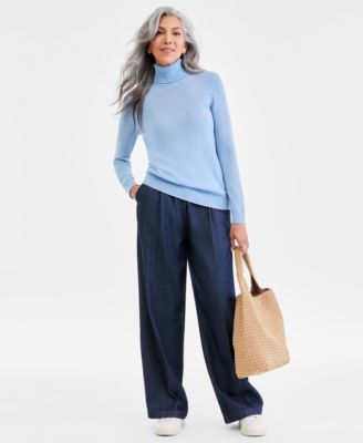 100% Cashmere Petite Turtleneck Sweater, Created for Macy's
