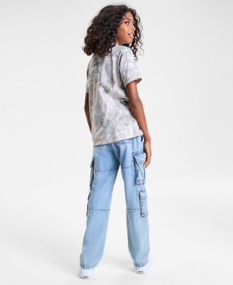 kids Boys Essential T-Shirt & Baggy Cotton Denim Cargo Pants		