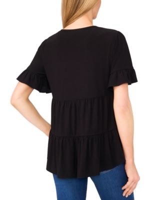 Women's Ruffled Short-Sleeve Tiered Top