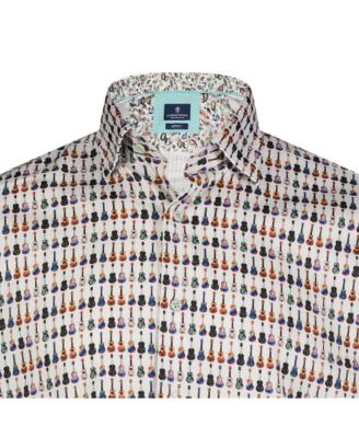 Мужская рубашка с разноцветным гитарным принтом от ЛУЧИАНО ВИСКОНТИ