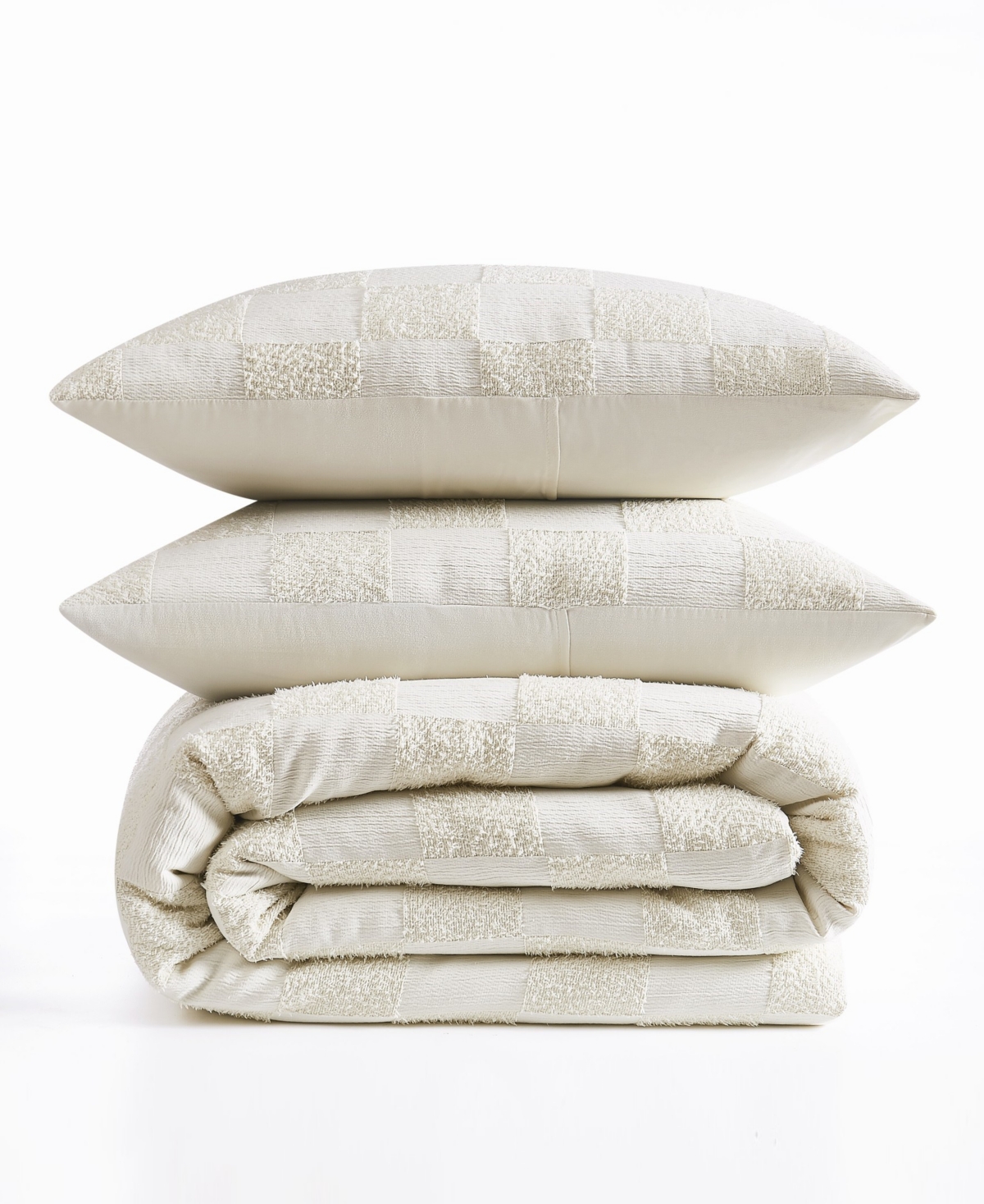 Truly Soft Textured Checkered 3-pc. Duvet Cover Set, Full/queen In White