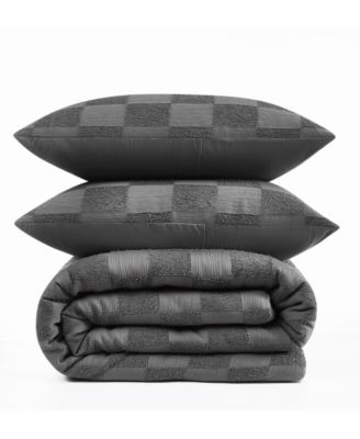 Textured Checkered 3-Pc. Duvet Cover Set, Full/Queen