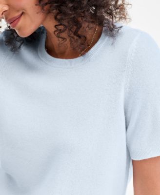 Women's 100% Cashmere Crewneck Short-Sleeve Sweater, Macy's Exclusive