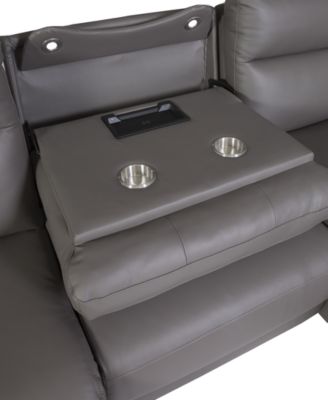 Thandler 3-Pc. Leather Chaise Sectional with 1 Storage Console, Exclusively at Macy's