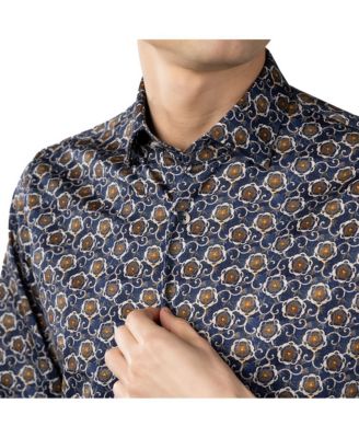 LUCHIANO VISCONTI Mens Navy Multicolor Floral shirt 34290₽