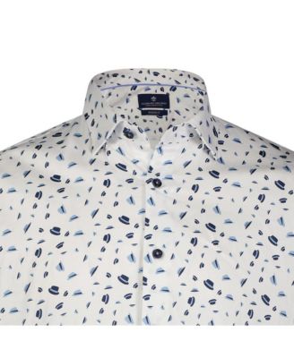 LUCHIANO VISCONTI Men's White and Blue Hat Print shirt