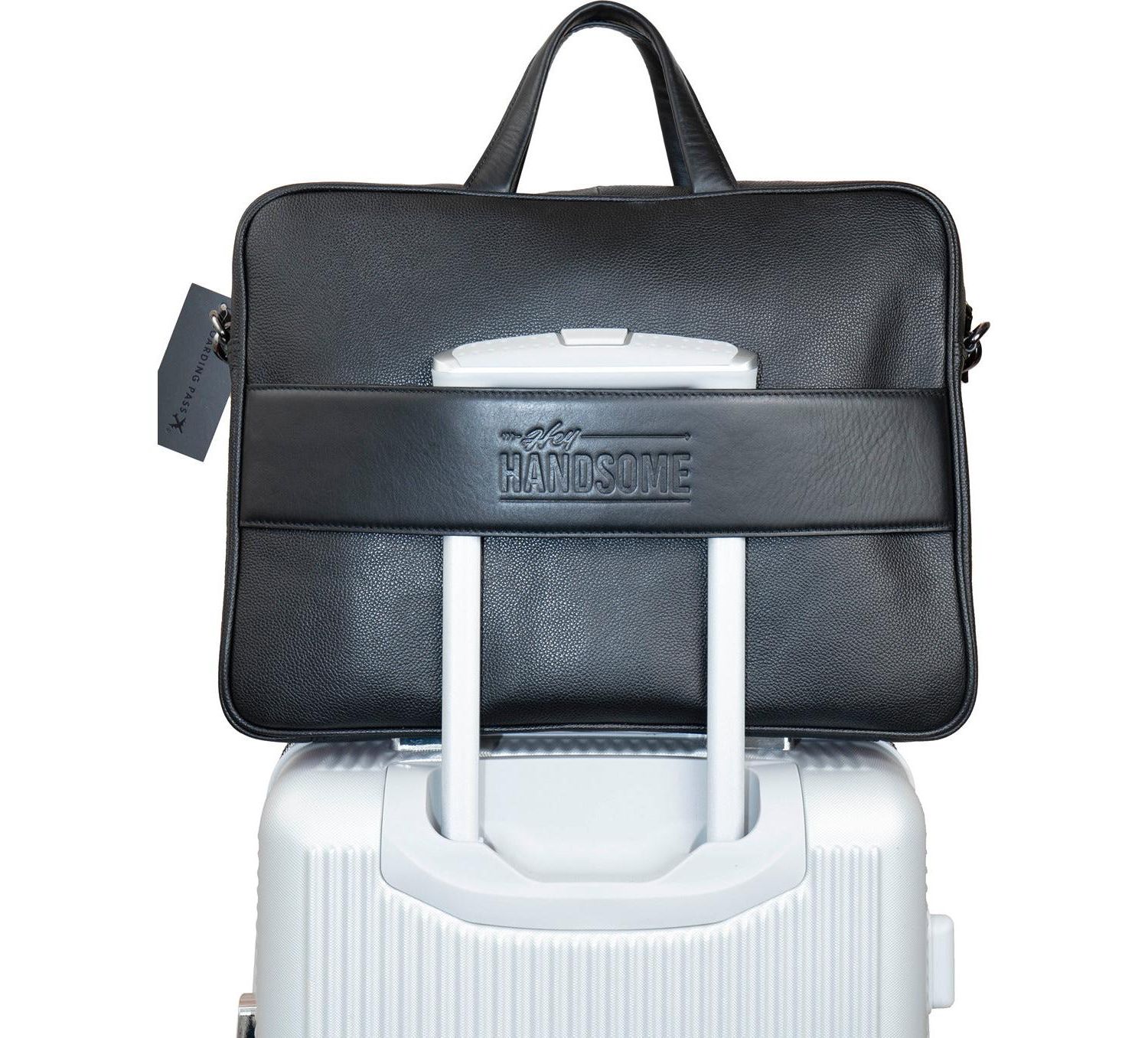 The Hey Handsome 18in Pebble Grain Genuine Leather Briefcase