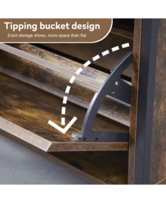 Slim Shoe Cabinet with Flip Drawers, Hidden Storage for Entryway