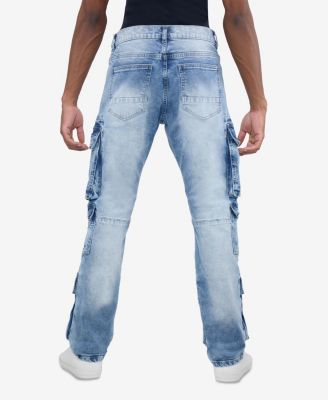 Модные джинсы прямого кроя RAW X для мужчин с карманами-карго по всему телу