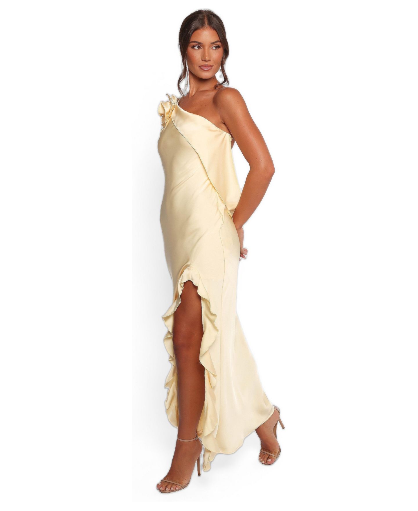 Женское платье Petal and Pup Aila Rosette One Shoulder, цвет: Сливочный жёлтый — фото 2