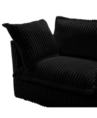 Black Corduroy Slipcovered Armchair with Pillows