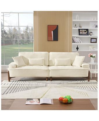 Streamdale 1-Piece Velvet & Wood Sofa - 103" Deep Seat, Plush Cushions, 4 Pillows, Solid Frame, Easy Assembly