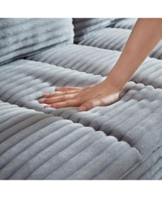 Streamdale 122.5" Oversized U-Shaped Sofa, Corduroy Fabric Sectional with Pillows & Ottomans, Grey